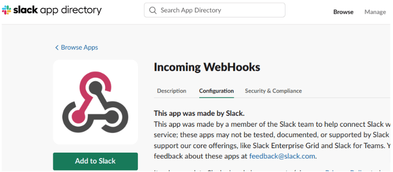 Slack app directory
